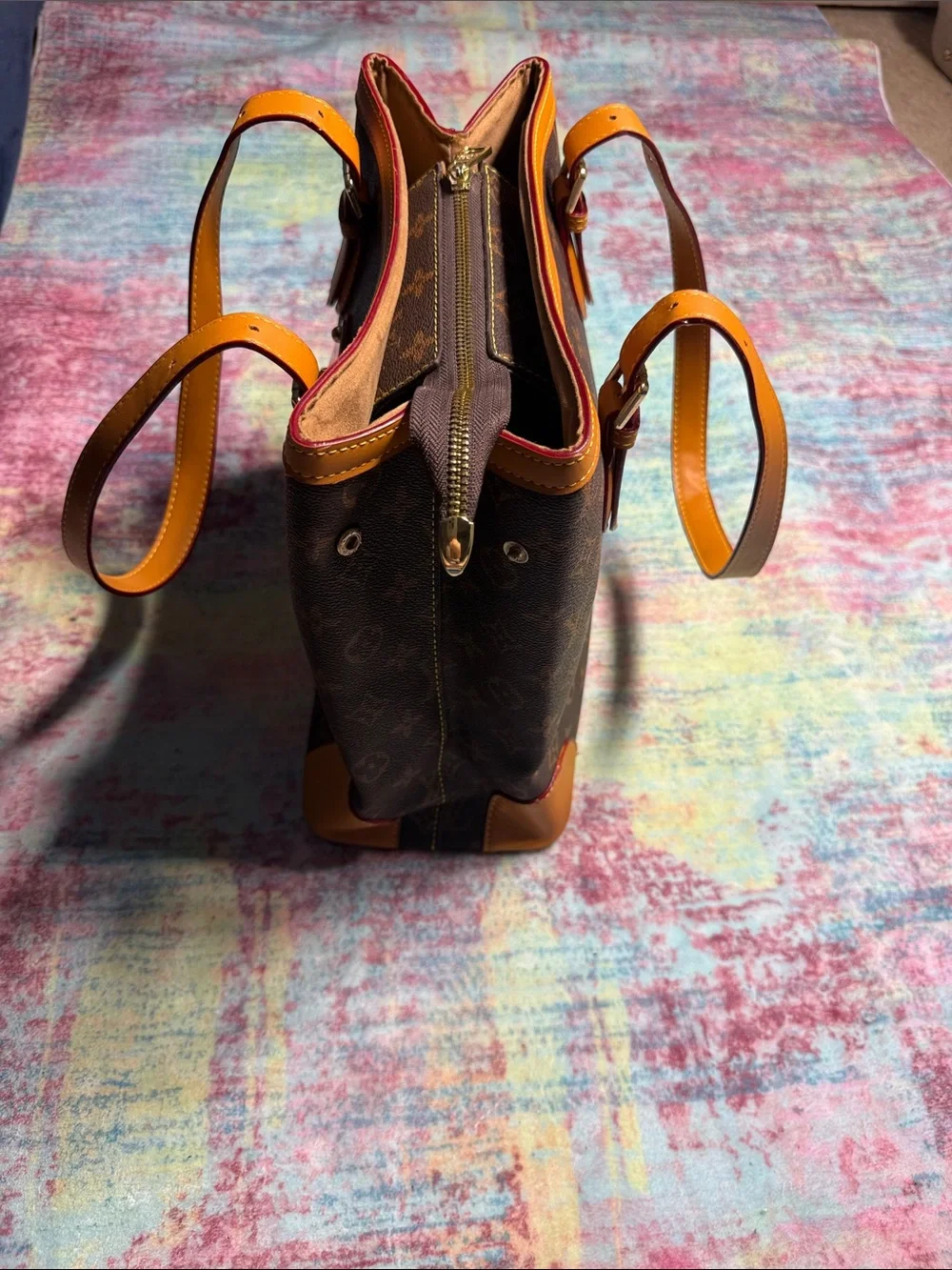 Canvas Tote with Tan Leather Accents
